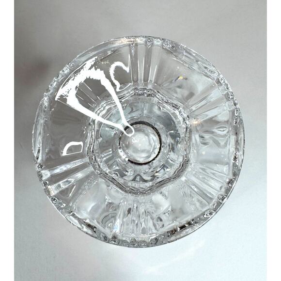 Shannon 24% Lead Crystal South Beach Sherbert Footed Dish Etched Palm Trees - Picture 6 of 7